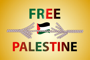 Free Palestine Vector illustration with rope.