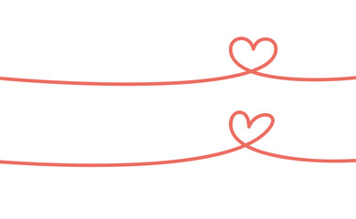 Heart linear illustration. One line continuous doodle for Valentine's Day card. Minimal heart design.