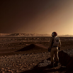 astronaut in Mars Red planet