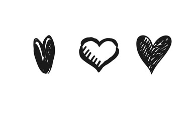 Heart shaped doodles. Hand drawn vector hearts. Valentine's Day illustration symbols.