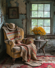 Old chair in a room in a Western home - 726574849