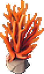 Orange Coral Structure Isometric Pixel Art