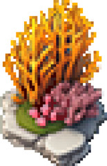 Orange and pink corals Isometric Pixel Art