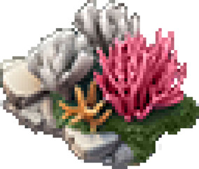 Colorful Corals Isometric Pixel Art