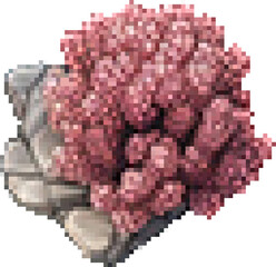 Pink Crown Coral Isometric Pixel Art