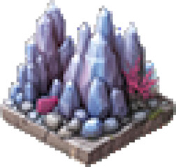 Underwater mountian structure Isometric Pixel Art