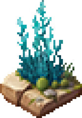 See weed on a rock Isometric Pixel Art