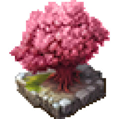 Pink Cherry Tree Isometric Pixel Art