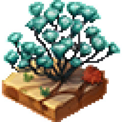 Weird Alien Tree Plant Isometric Pixel Art