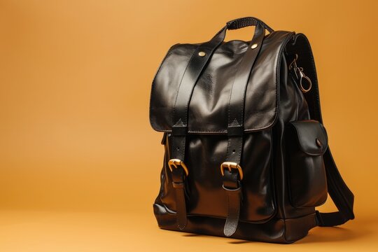 Black leather backpack for business essentials.