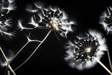 dandelion on black background