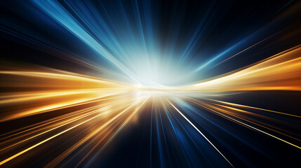 Modern abstract high-speed movement. Dynamic motion light trails with motion effect on dark...