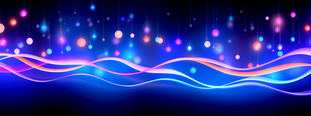 Obraz premium Fractal neon wave - motion energy - beautiful blue background