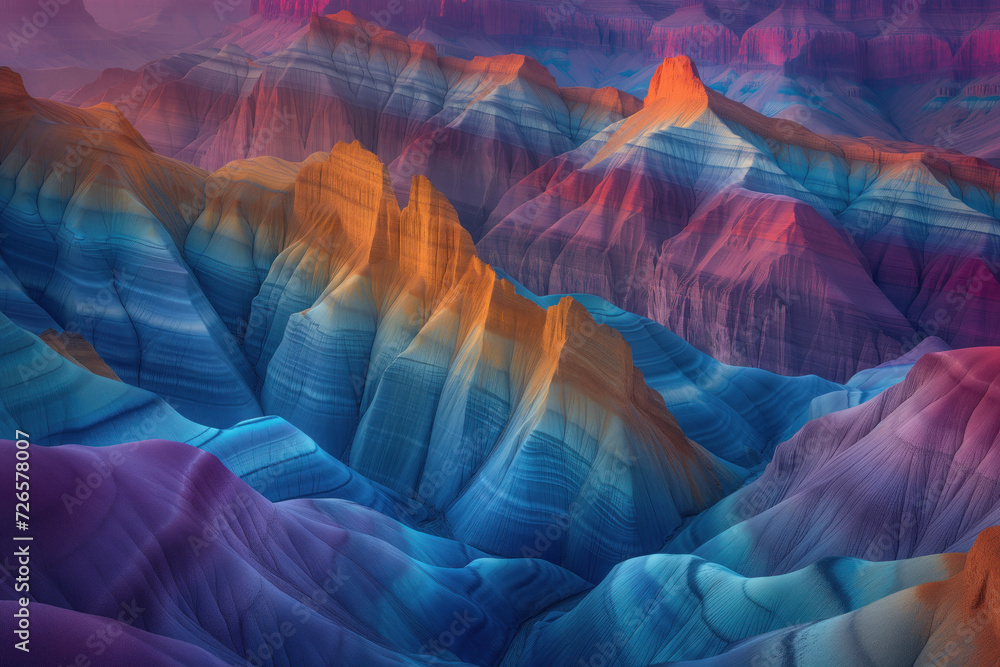 Poster surreal colorful landscape inspired by grand canyon. background image. created with generative ai te