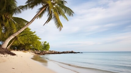 The Idyllic Harmony of Sea, Sand, and Palm Trees on a Sun-Kissed Tropical Beach
