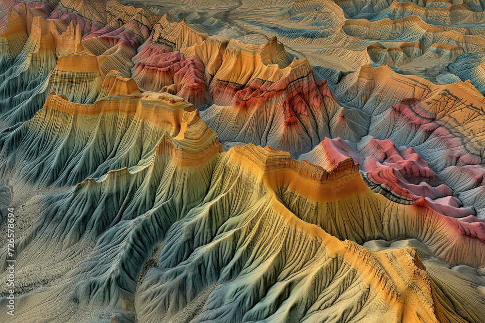 Poster surreal colorful landscape inspired by grand canyon. background image. created with generative ai te