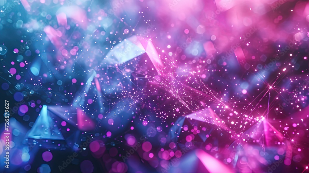 Poster a vivid portrayal of a digital network with sparkling dots and dynamic connections in a deep blue an