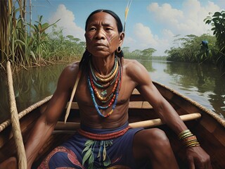 native in a boat