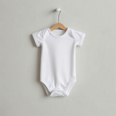 Cute newborn child cotton white baby suit clothes toddler front blank mockup fashion design background.kids boy girl infant textile ,clothing body wear shirt apparel mock-up template.