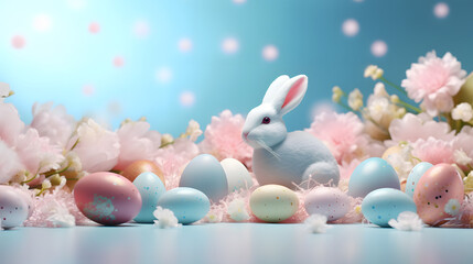 Obraz na płótnie Canvas easter eggs and bunny