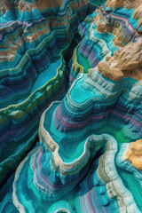 Surreal colorful landscape inspired by Grand Canyon. Background image. Created with Generative AI technology
