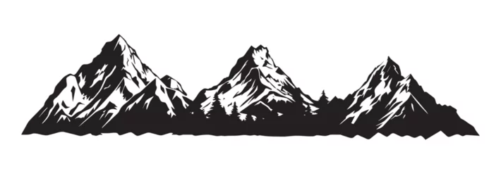 Foto op Canvas Mountains silhouettes, black and white vector illustration, isolated on white background. © Pixzot