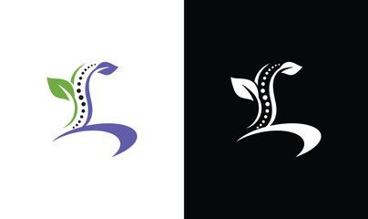 Letter l with leaf-spine modern minimal business logo icon, letter l logo