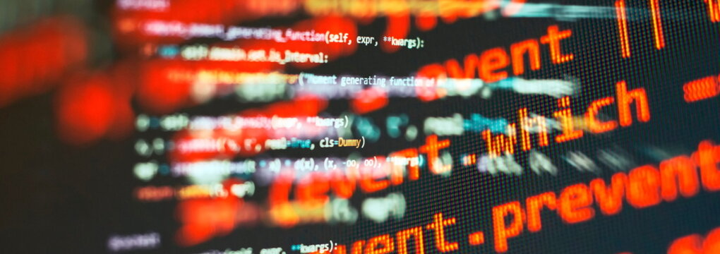 Python code computer screen. Mobile application design Concept.
