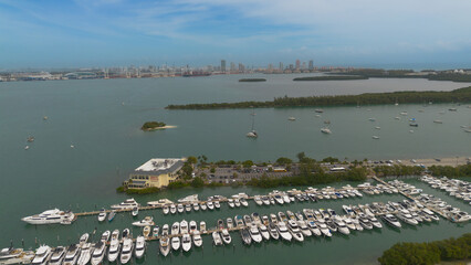 Miami seen from Key Biscayne Bay in Florida, United States