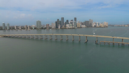 Miami seen from Key Biscayne Bay in Florida, United States