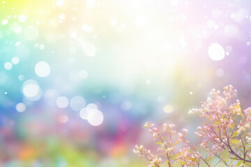 Obraz premium Beautiful multicolored spring meadow background with wild flowers and bokeh lights