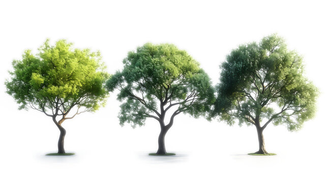 Cutout environmental trees growth shapes set transparent backgrounds 3d render png 