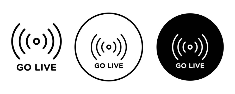Go live outline icon collection or set. Go live Thin vector line art