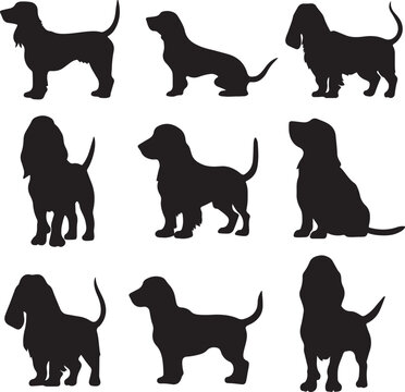 Basset Hound Dog Silhouette Bundle