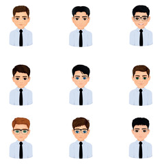 set of portraits of male students with different hair styles
