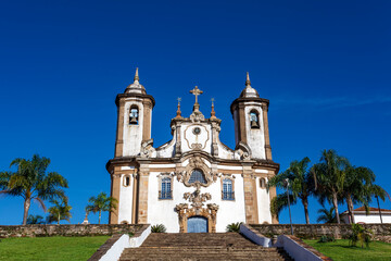 Fototapeta na wymiar Exterior of the church of Our Lady of Mount Carmel (Igreja de Nossa Senhora do Carmo) in Ouro Preto, Minas Gerais, Brazil, South America