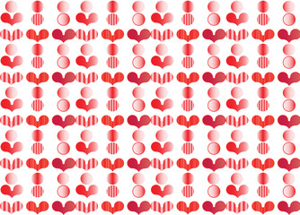 Red color heart and dot shapes vector pattern for valentines day.