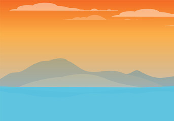 Landscape of paradise tropical island beach, sunrise sunset. 