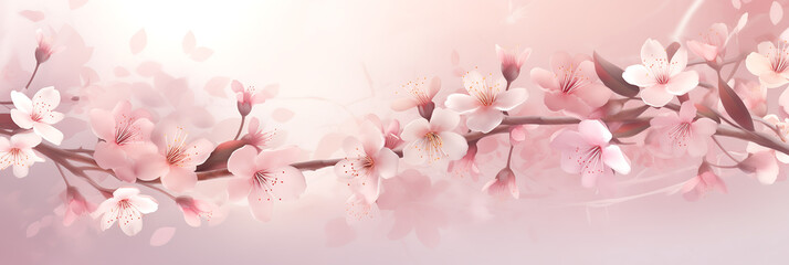 Obraz premium Spring floral background, blooming tree branch in pink