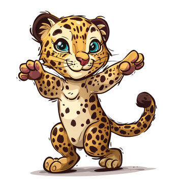 Cute Funny Leopard Is Dancing
