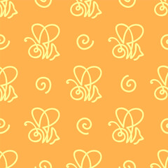 Cute bee vector seamless pattern