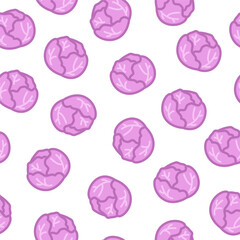 Cute cartoon red cabbage seamless vector pattern