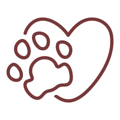 Paw and heart vector illustration
