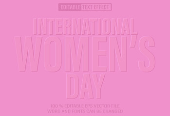 Editable 3d text style effect - International Women's Day Embossed text effect Template