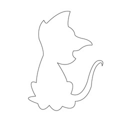 One line of a cat, pet. Free Vector line art