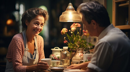 Health visitor and a senior woman during home visit