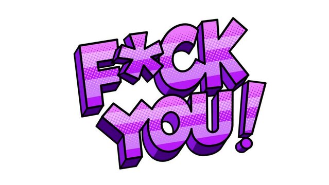 Swear obscenity word sign pop art retro isolated on white background. Comic book style imitation. Thin clean lines video animation. High quality 4k footage. 