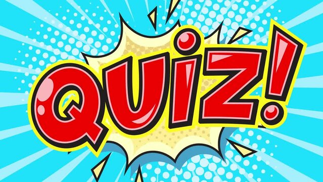 Quiz word pop art comic book style retro hand drawn. Thin clean lines video animation. High quality 4k footage. 