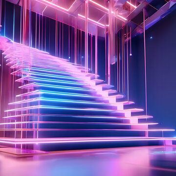 Vibrant Disco Lights Illuminating a Starry Night Sky on a Digital Stage with Dynamic Motion and Bright Colors, Creating an Energetic Club Atmosphere