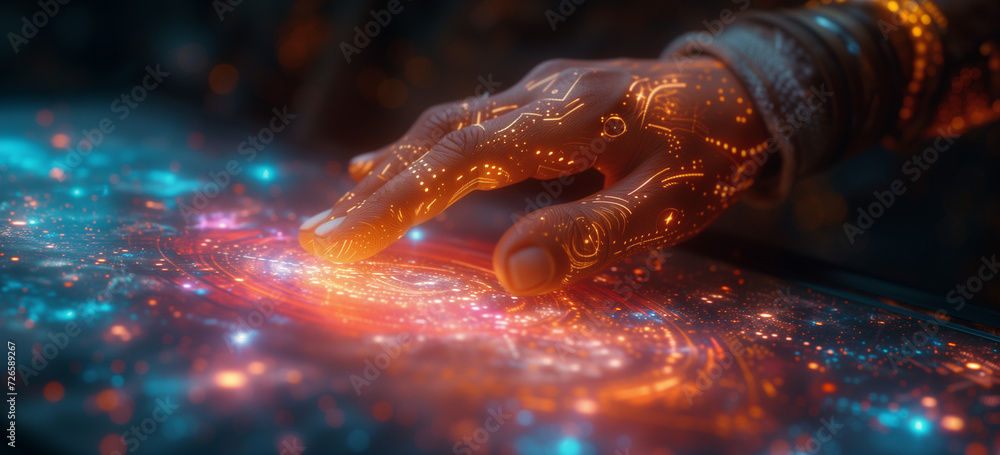 Poster digital transformation, iot, and software technology development converge as an engineer codes on a 